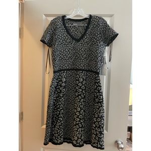 Black and silver animal print business casual dress